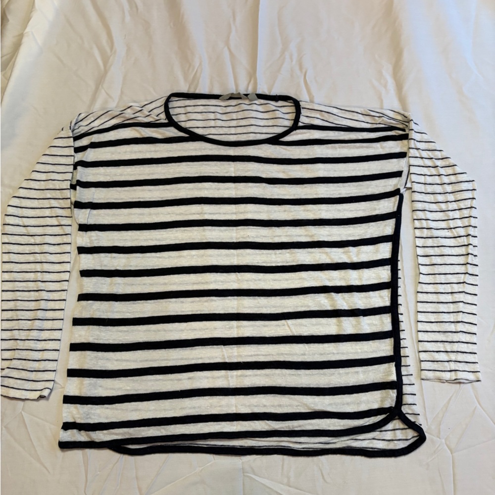 Athleta Newport Striped Top white/ Blue Size large